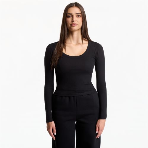 T-shirt Ladies Rib Jersey Wide Neck Longsleeve L - Urban Classics - Modalova