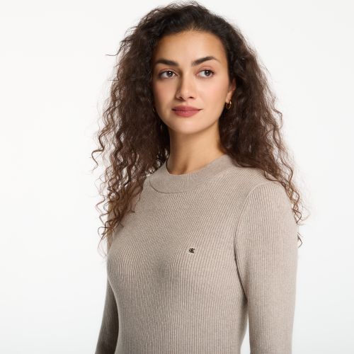 Habillage Jeans Mockneck Ls Minidress L - Calvin Klein - Modalova