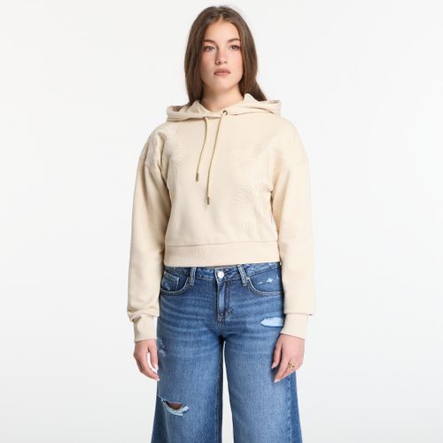 Sweatshirt Jeans Ls Hooded Leaves Crop Sweatshirt M - GUESS - Modalova