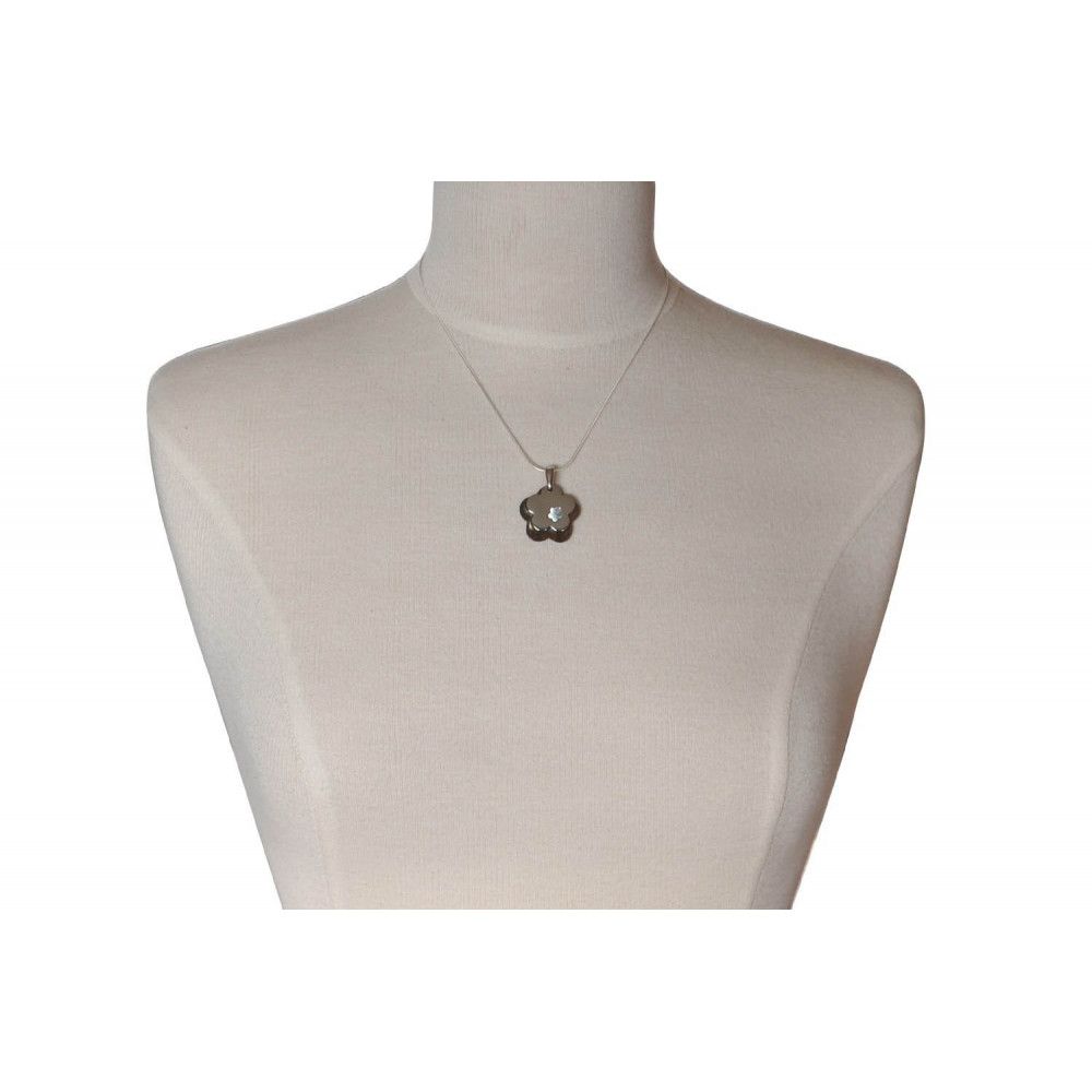 Pendentif Chance Nacre et Argent Nacre Gris Irisé - LES POULETTES BIJOUX - Modalova