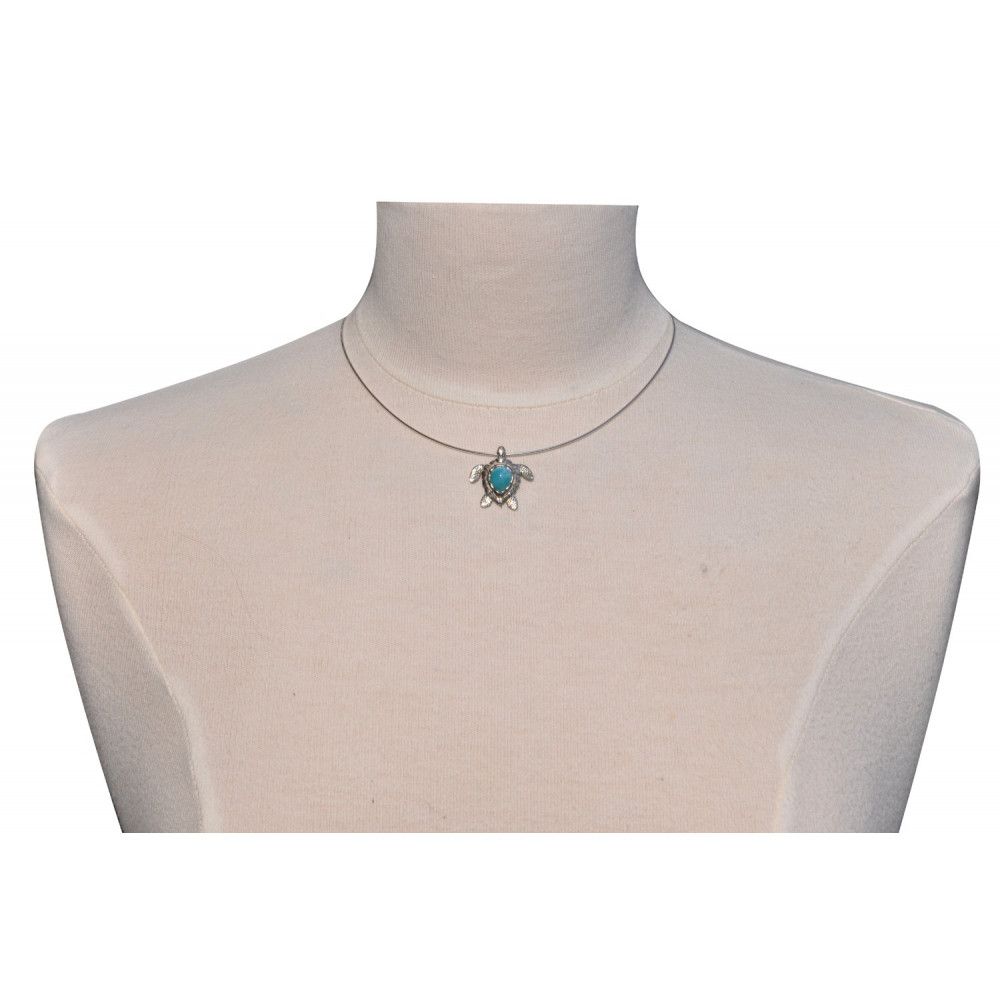 Pendentif Tortue Argent et Larimar - LES POULETTES BIJOUX - Modalova