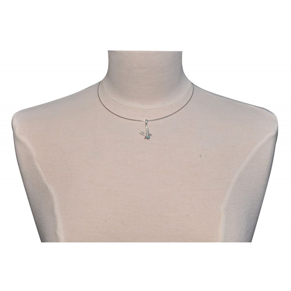 Pendentif Argent Colibri et Larimar - LES POULETTES BIJOUX - Modalova