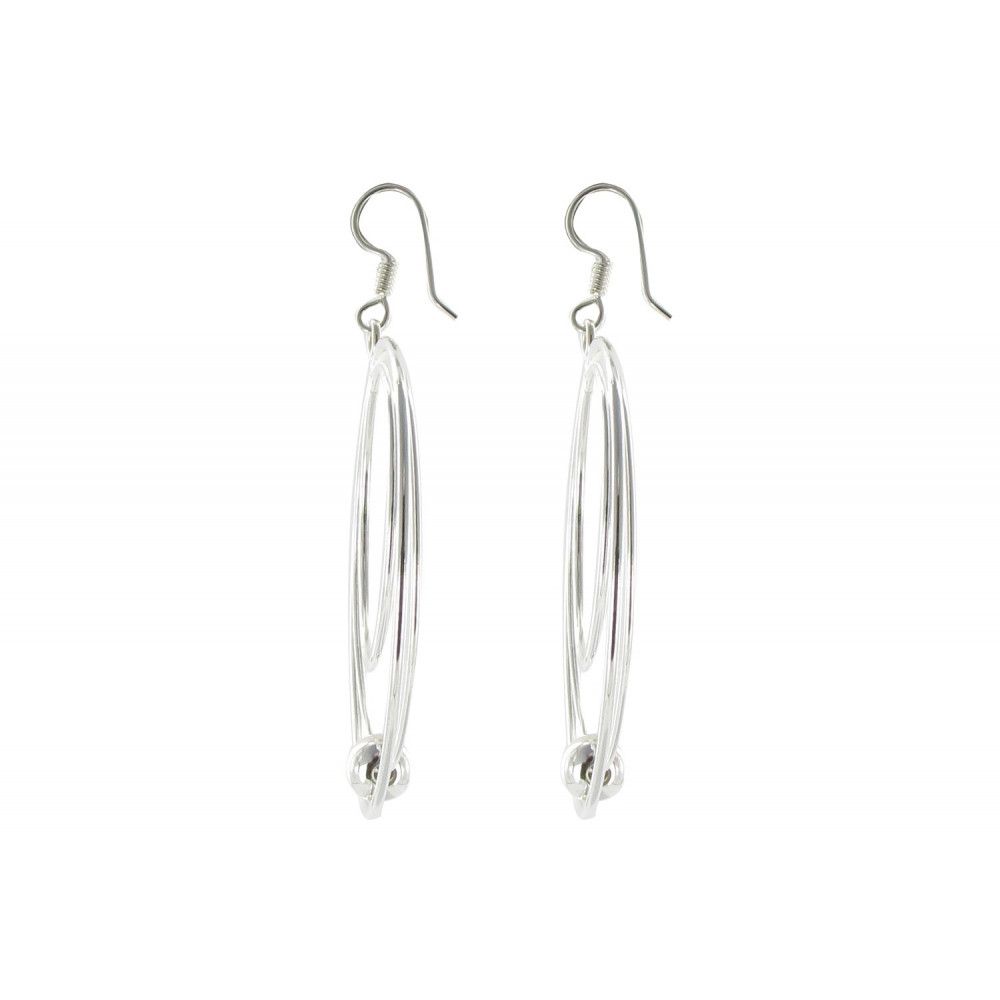 V Boucles d'Oreilles en Trois Anneaux et sa Perle - LES POULETTES BIJOUX - Modalova