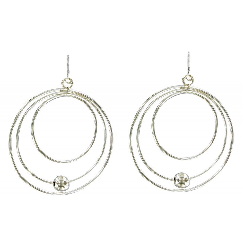 V Boucles d'Oreilles en Trois Anneaux et sa Perle - LES POULETTES BIJOUX - Modalova