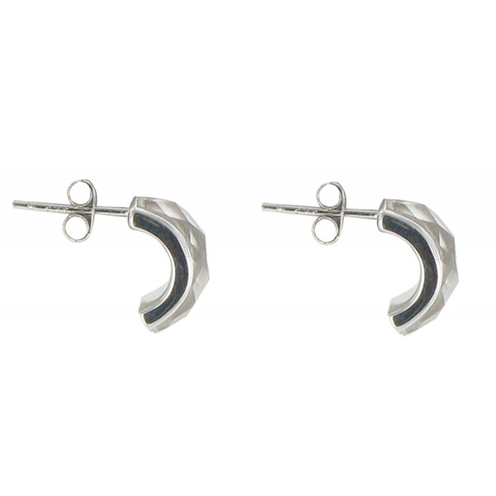 Boucles d'Oreilles Clous Demi-Lune et Zirconium Cristal - LES POULETTES BIJOUX - Modalova