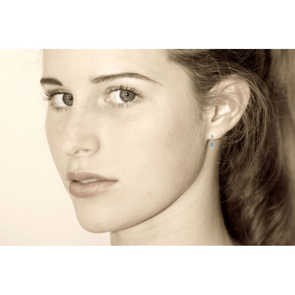 Boucles d'Oreilles Argent Gouttes de Larimar - LES POULETTES BIJOUX - Modalova
