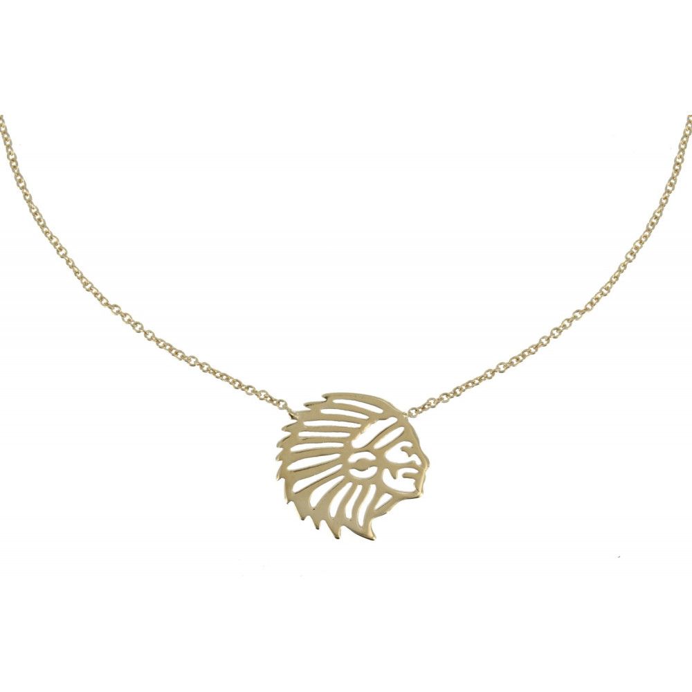 Collier Plaqué Or Tête d'Indien - LES POULETTES BIJOUX - Modalova