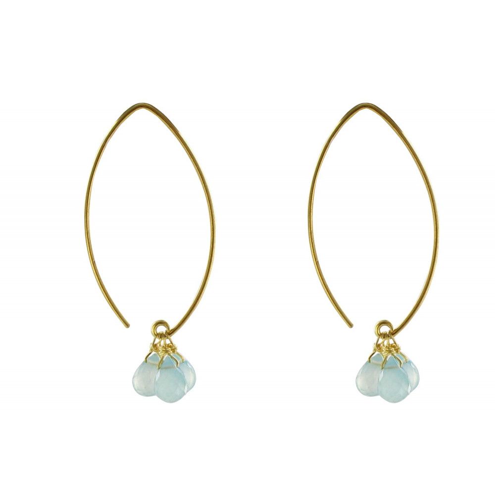 V Boucles d'Oreilles Argent Doré 3 Gouttes de Calcédoine - LES POULETTES BIJOUX - Modalova