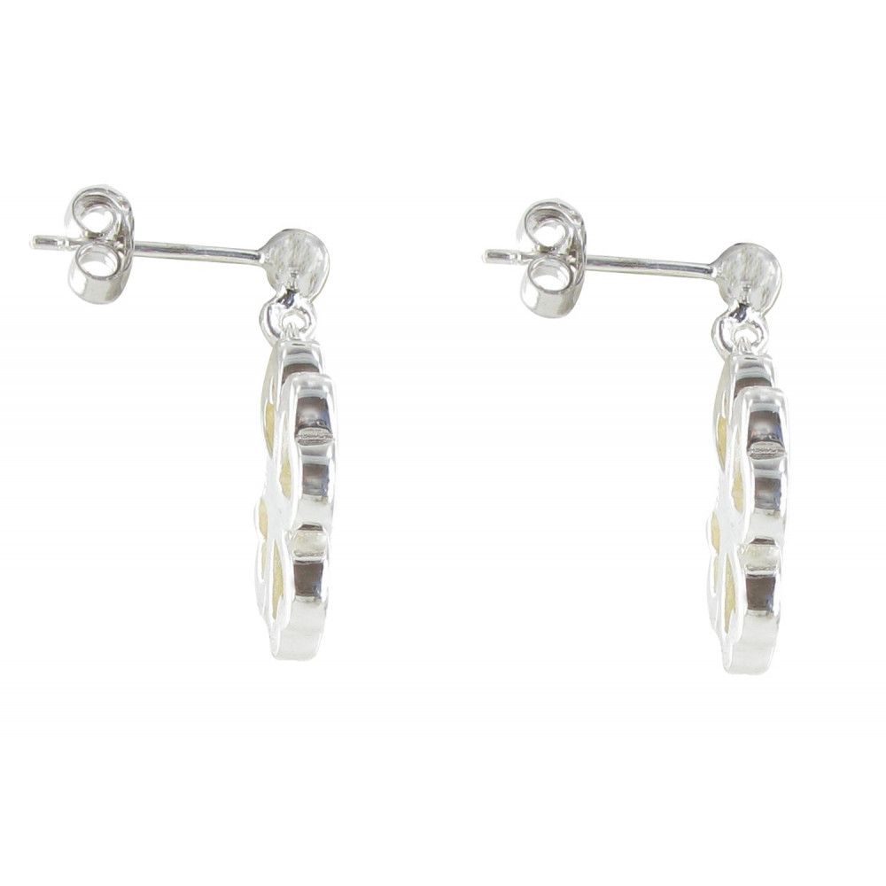V Boucles d'Oreilles Argent Trèfle de Nacre Ivoire - LES POULETTES BIJOUX - Modalova