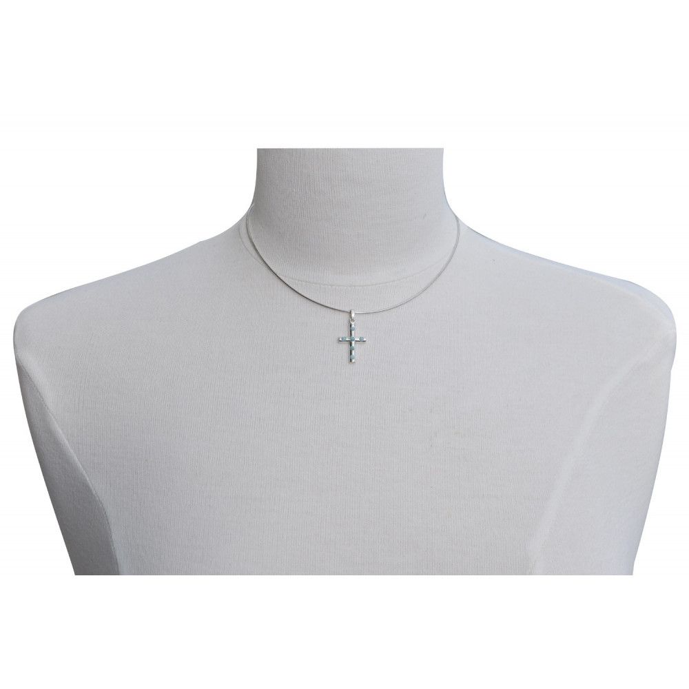 Pendentif Croix Argent et Larimar - LES POULETTES BIJOUX - Modalova