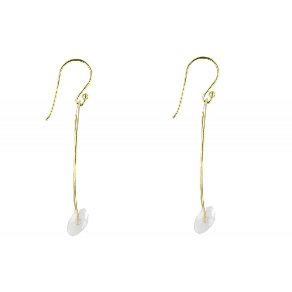 Boucles d'Oreilles Argent Doré Créoles et Agate Blanche Facettée - LES POULETTES BIJOUX - Modalova