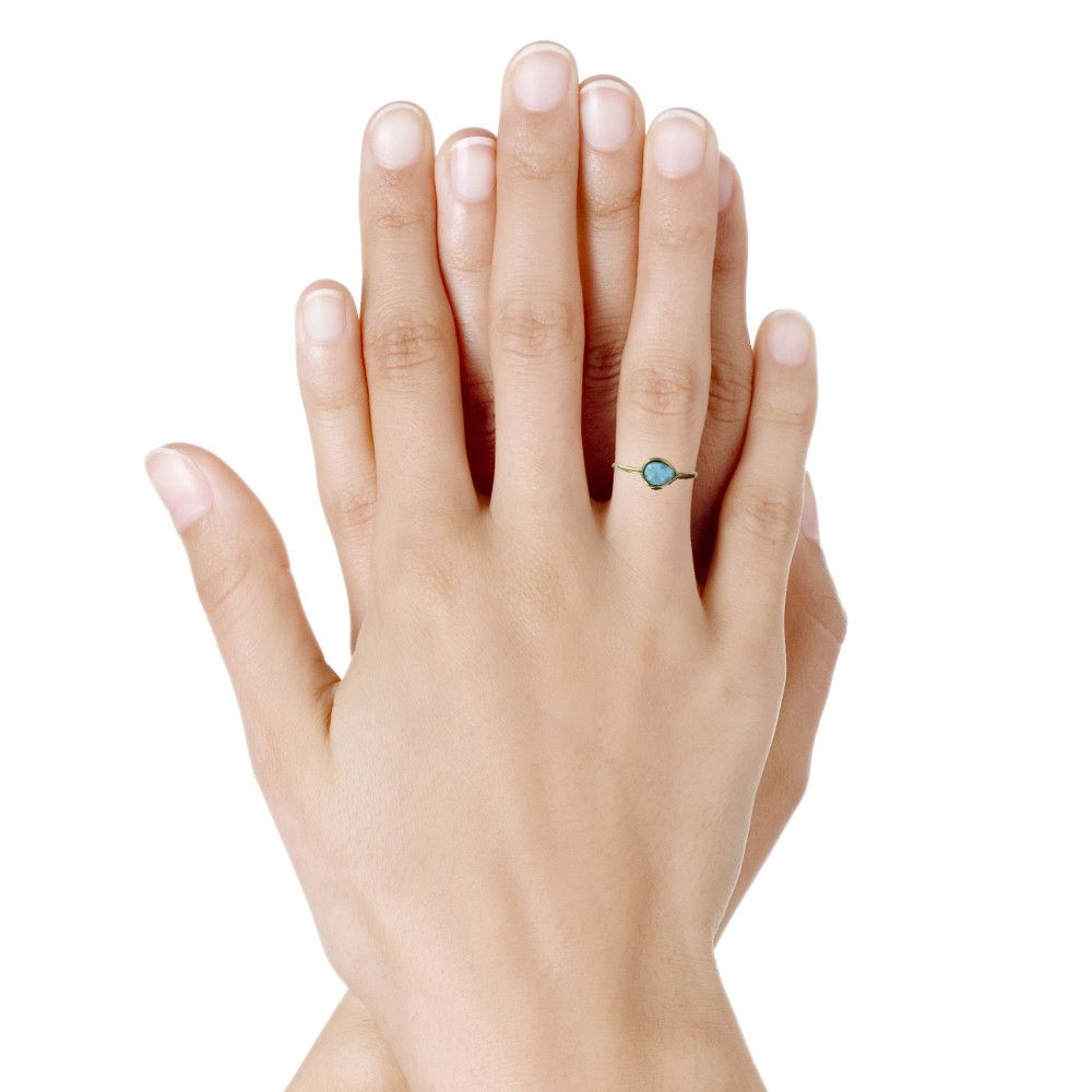 Bague Plaqué Or Goutte de Larimar - taille 58 - LES POULETTES BIJOUX - Modalova