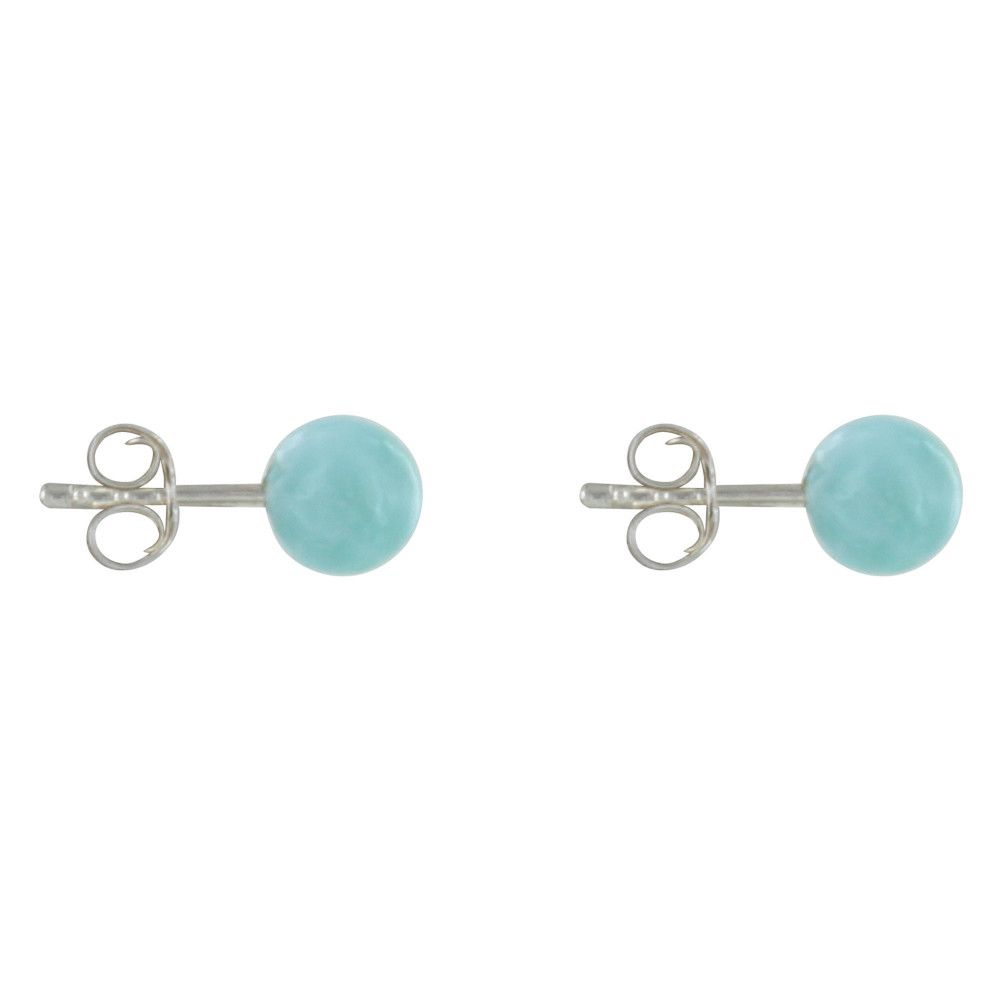 Boucles d'Oreilles Argent Clous Petite Perle de Larimar - LES POULETTES BIJOUX - Modalova
