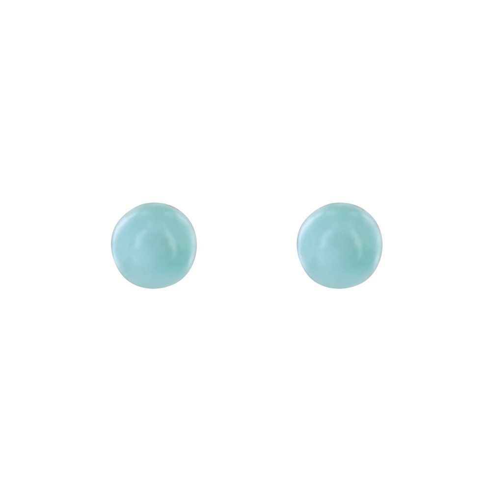 Boucles d'Oreilles Argent Clous Petite Perle de Larimar - LES POULETTES BIJOUX - Modalova