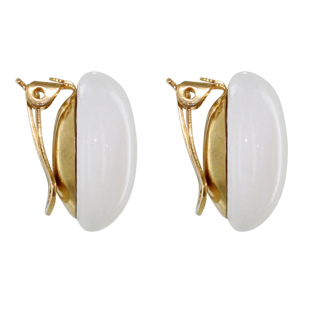 Boucles d'Oreilles Clip Métal Doré Champignon Céramique - LES POULETTES BIJOUX - Modalova