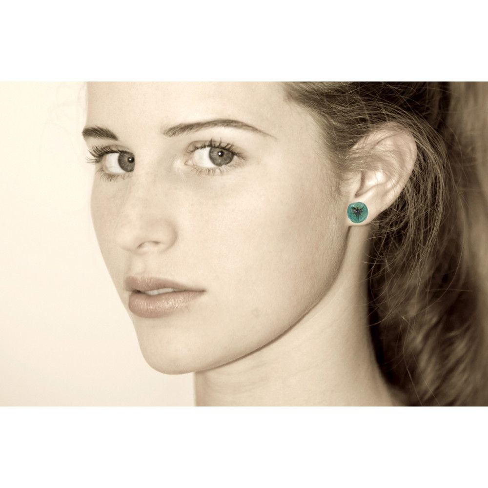V Boucles d'Oreilles Coquelicot Céramique Clous Métal - LES POULETTES BIJOUX - Modalova