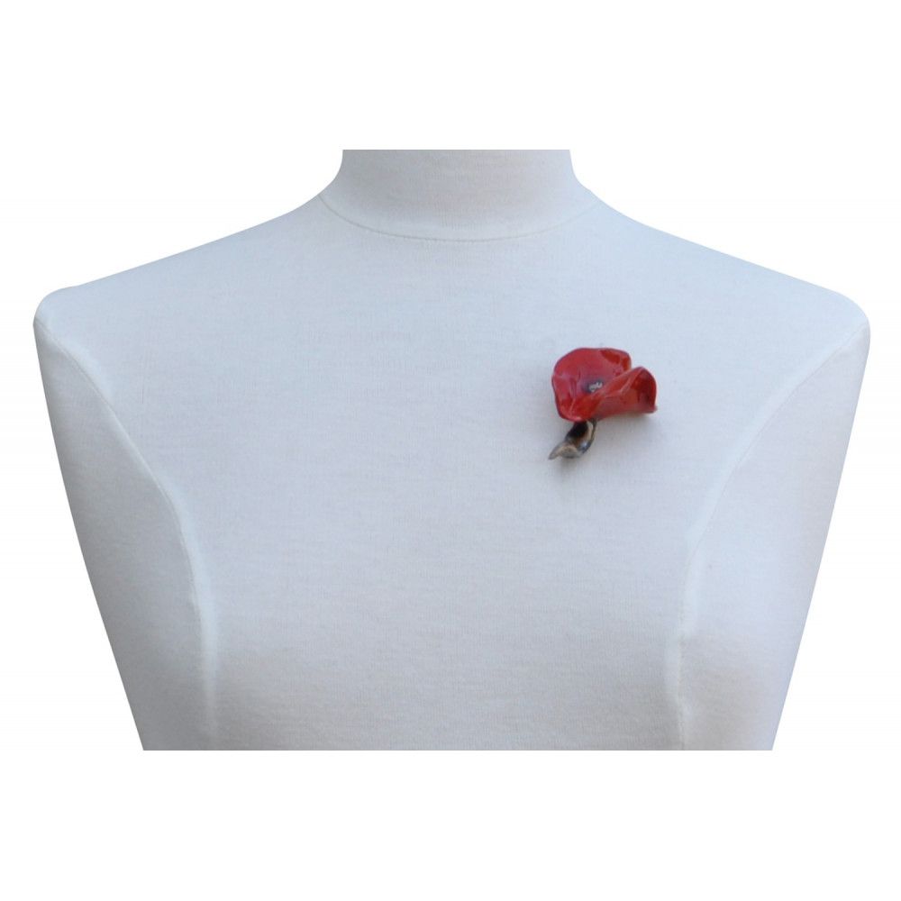 Broche Fleur de Coquelicot Céramique - LES POULETTES BIJOUX - Modalova