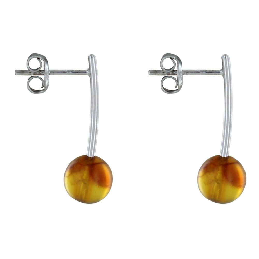 Boucles d'Oreilles en Argent avec une Perle d'Ambre - LES POULETTES BIJOUX - Modalova