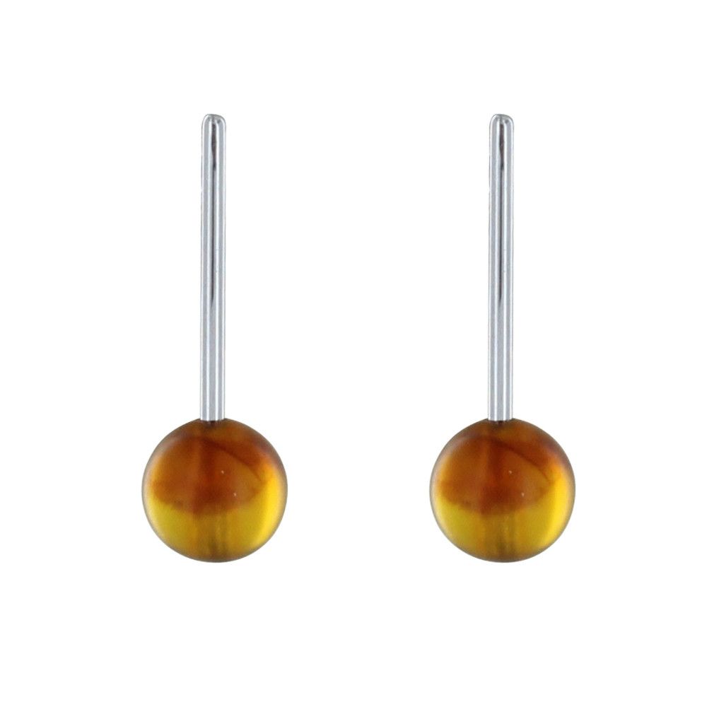 Boucles d'Oreilles en Argent avec une Perle d'Ambre - LES POULETTES BIJOUX - Modalova