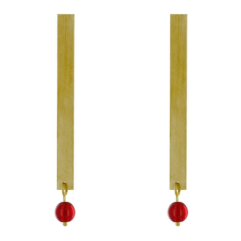 Boucles d'Oreilles Clous Laiton Rectangle Plat et Perle de Verr - LES POULETTES BIJOUX - Modalova