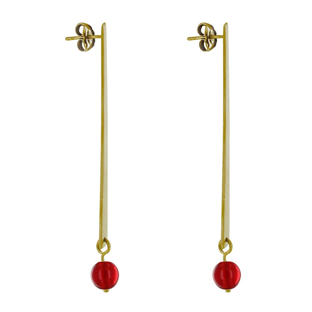 Boucles d'Oreilles Clous Laiton Rectangle Plat et Perle de Verr - LES POULETTES BIJOUX - Modalova
