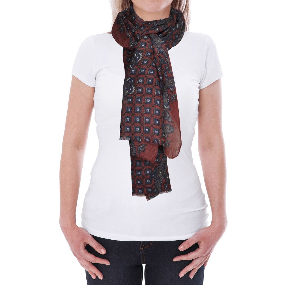 BIJOUX Echarpe 100% Laine Motifs Cachemire et Carrés - LES POULETTES - Modalova