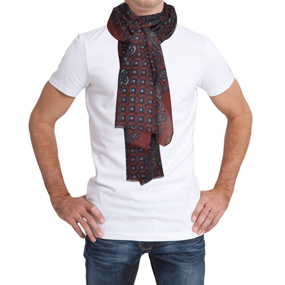 BIJOUX Echarpe 100% Laine Motifs Cachemire et Carrés - LES POULETTES - Modalova