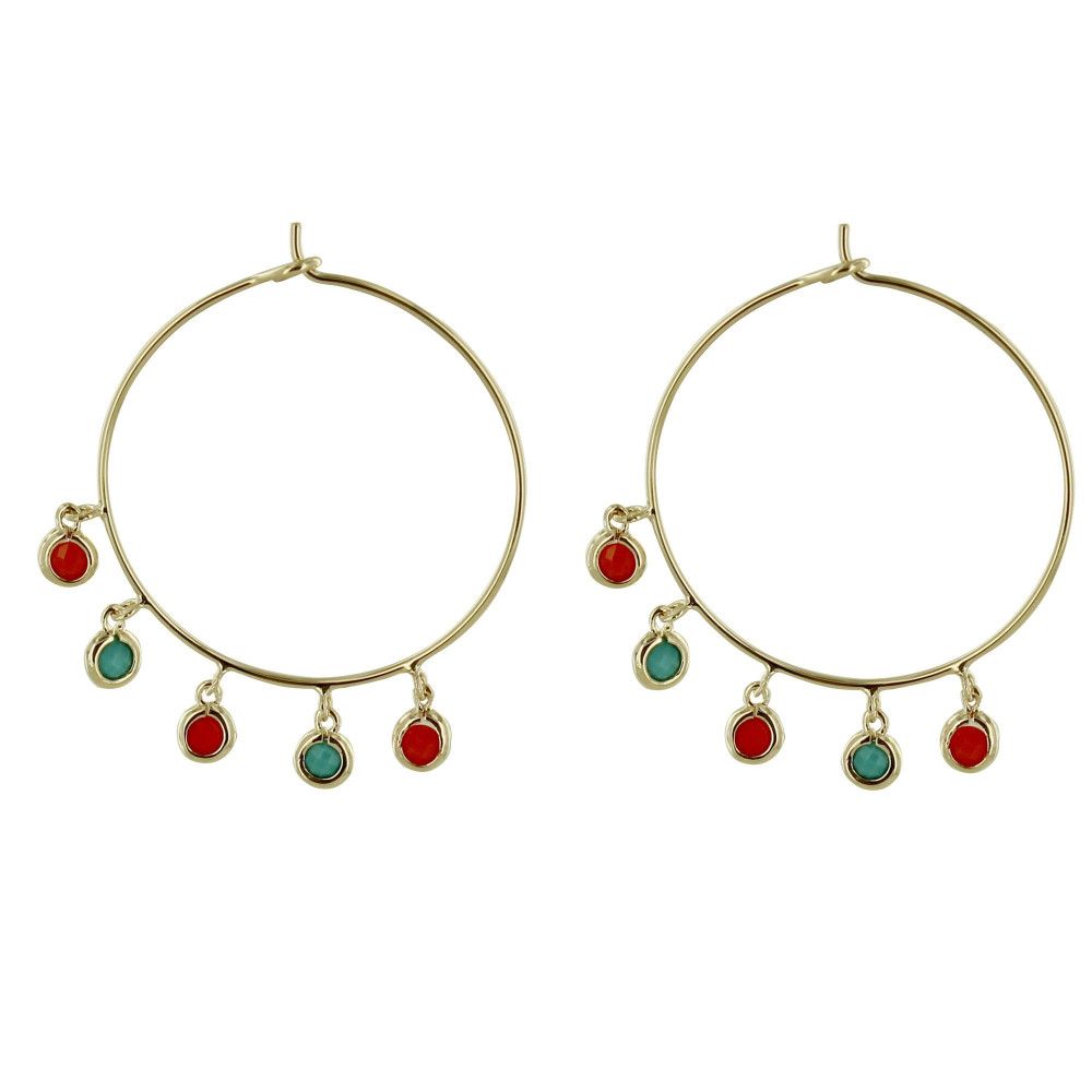 Boucles d'Oreilles Plaqué Créoles Breloques Couleur Corail - LES POULETTES BIJOUX - Modalova