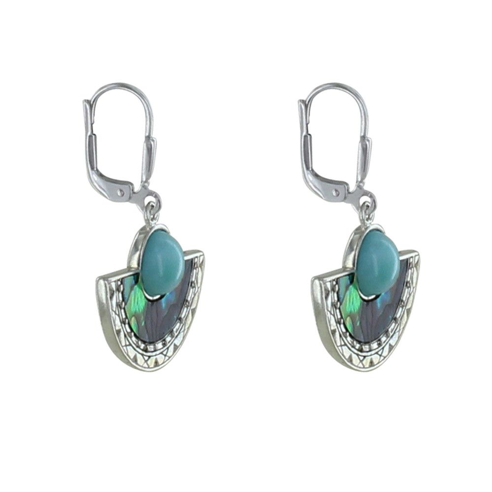 Boucles d'Oreilles Argent Eventail de Nacre Abalone et Perle de - LES POULETTES BIJOUX - Modalova