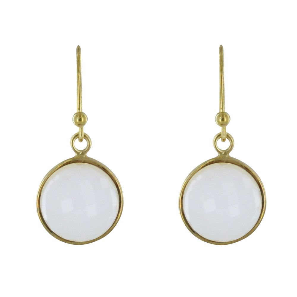 Boucles d'Oreilles Crochet Argent Doré Sphère d'Agate Blanche - LES POULETTES BIJOUX - Modalova