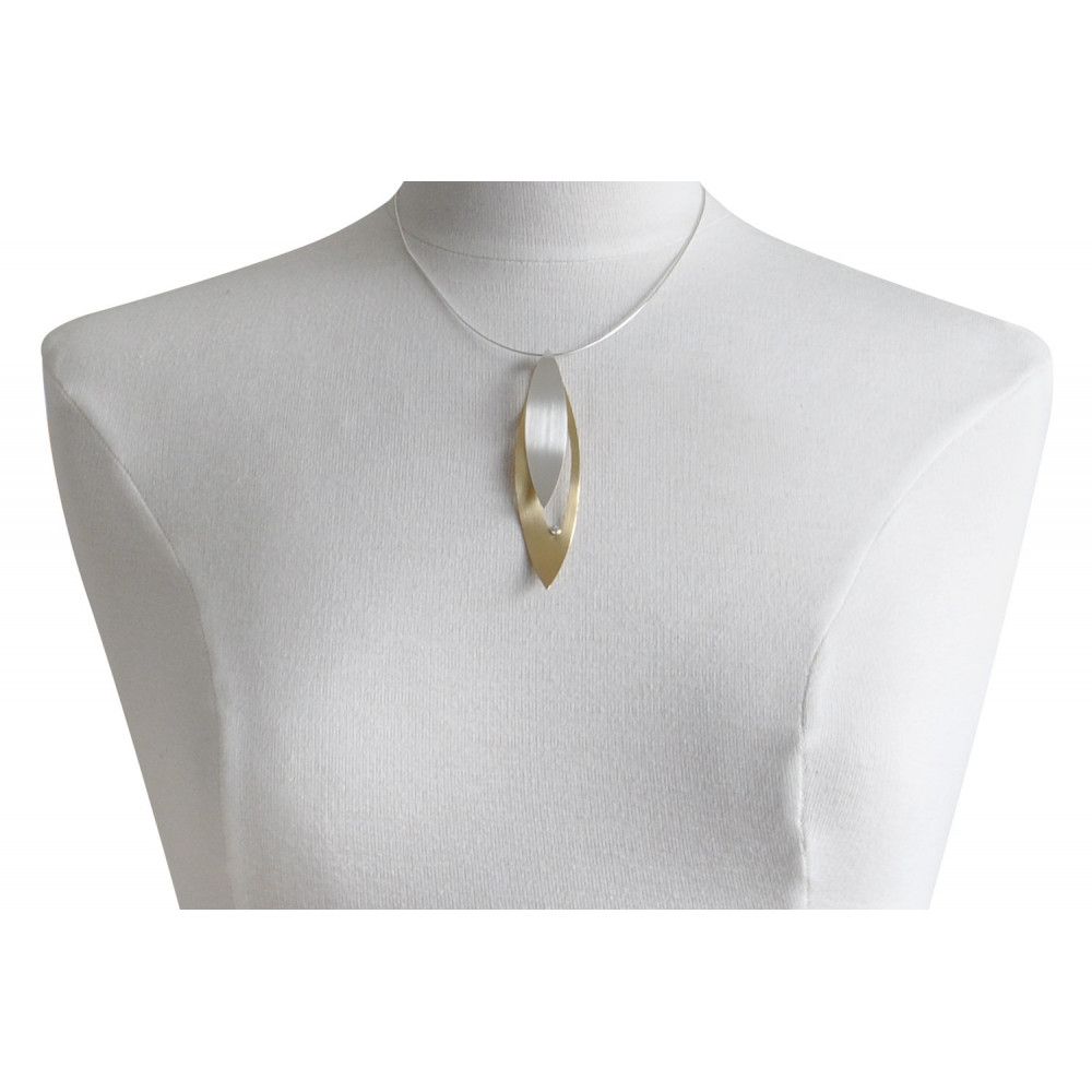 Collier Plaqué Feuilles Argent 925 et Strass - Grand Modèle - LES POULETTES BIJOUX - Modalova