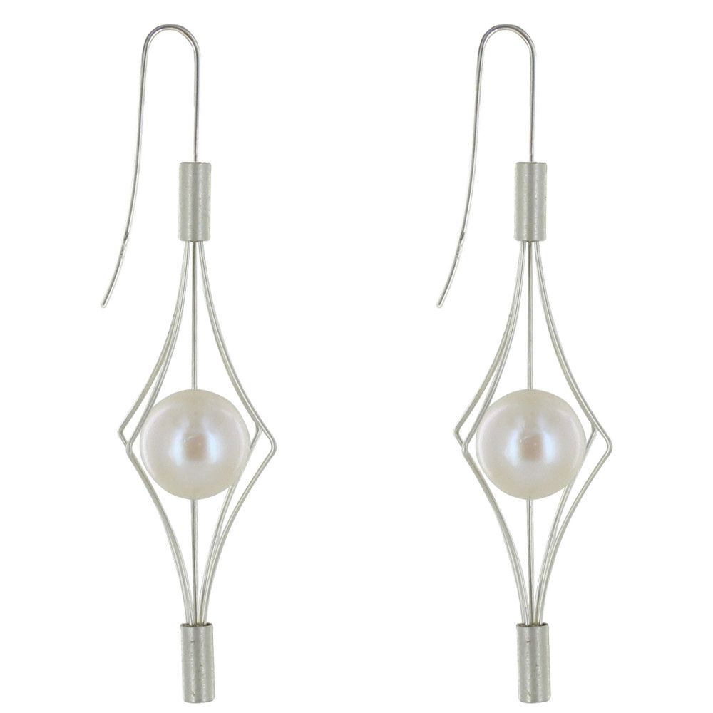 Boucles d'Oreilles Argent 925 Lanterne et Perle Blanche - LES POULETTES BIJOUX - Modalova