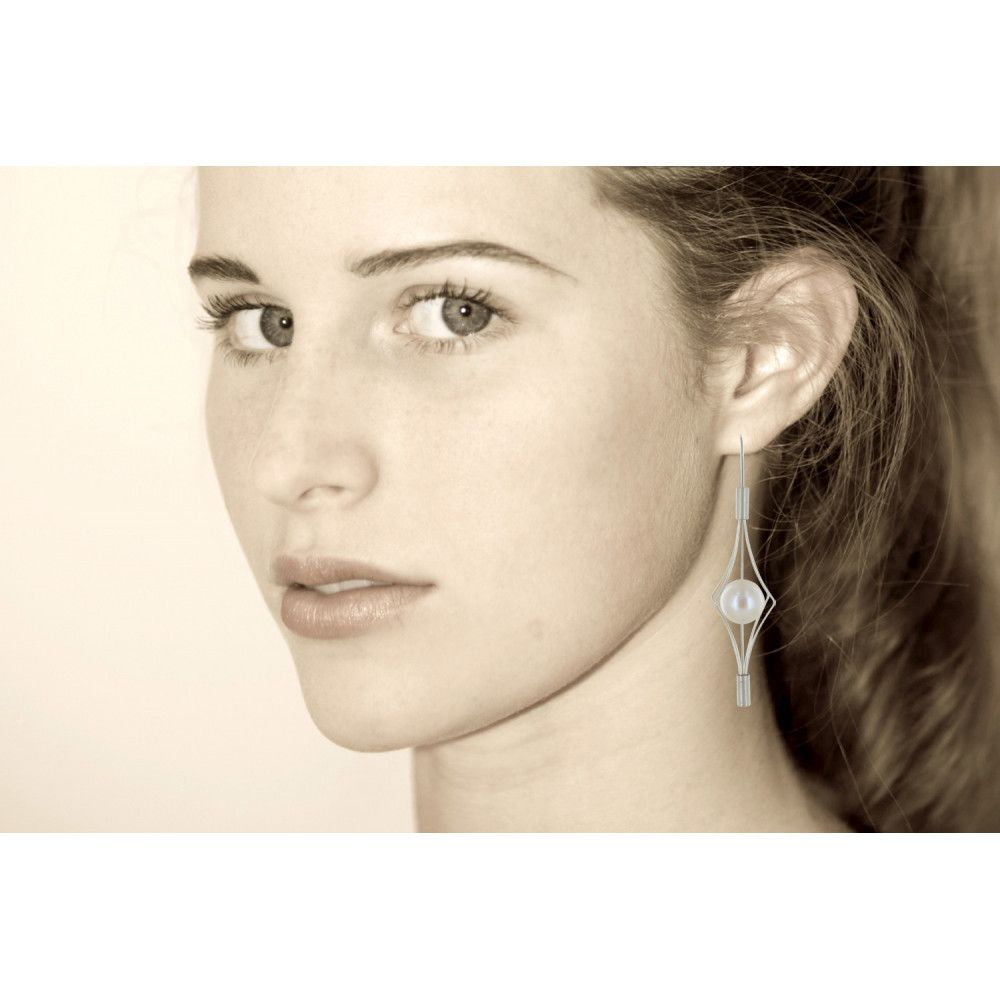 Boucles d'Oreilles Argent 925 Lanterne et Perle Blanche - LES POULETTES BIJOUX - Modalova