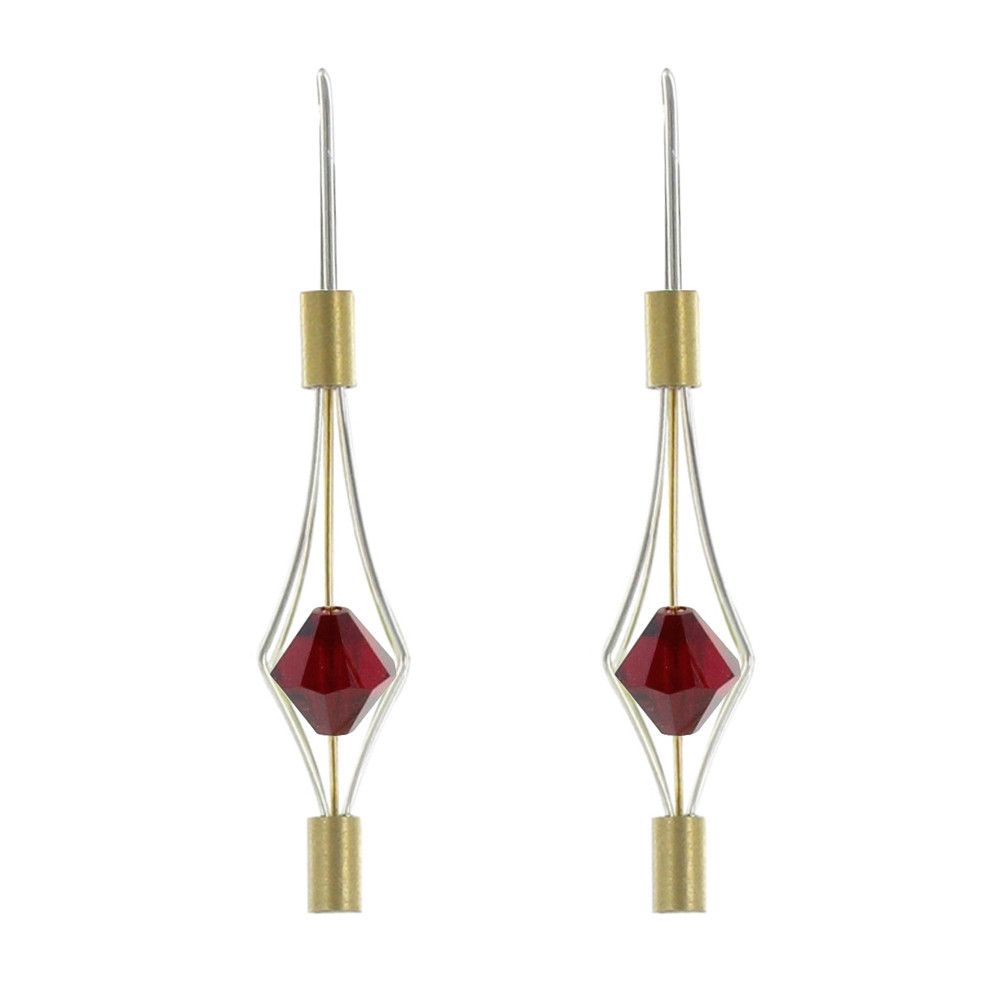 Boucles d'Oreilles Argent et Plaqué Or Lanterne et Cristal - Pe - LES POULETTES BIJOUX - Modalova