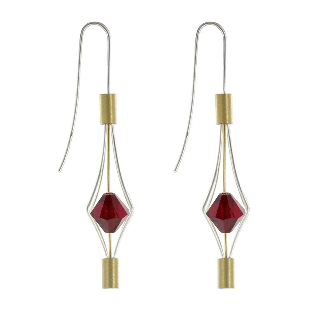Boucles d'Oreilles Argent et Plaqué Or Lanterne et Cristal - Pe - LES POULETTES BIJOUX - Modalova