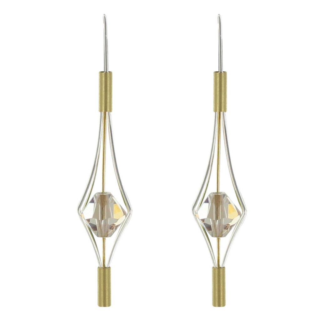 Boucles d'Oreilles Argent 925 et Plaqué Or Lanterne et Cristal - LES POULETTES BIJOUX - Modalova