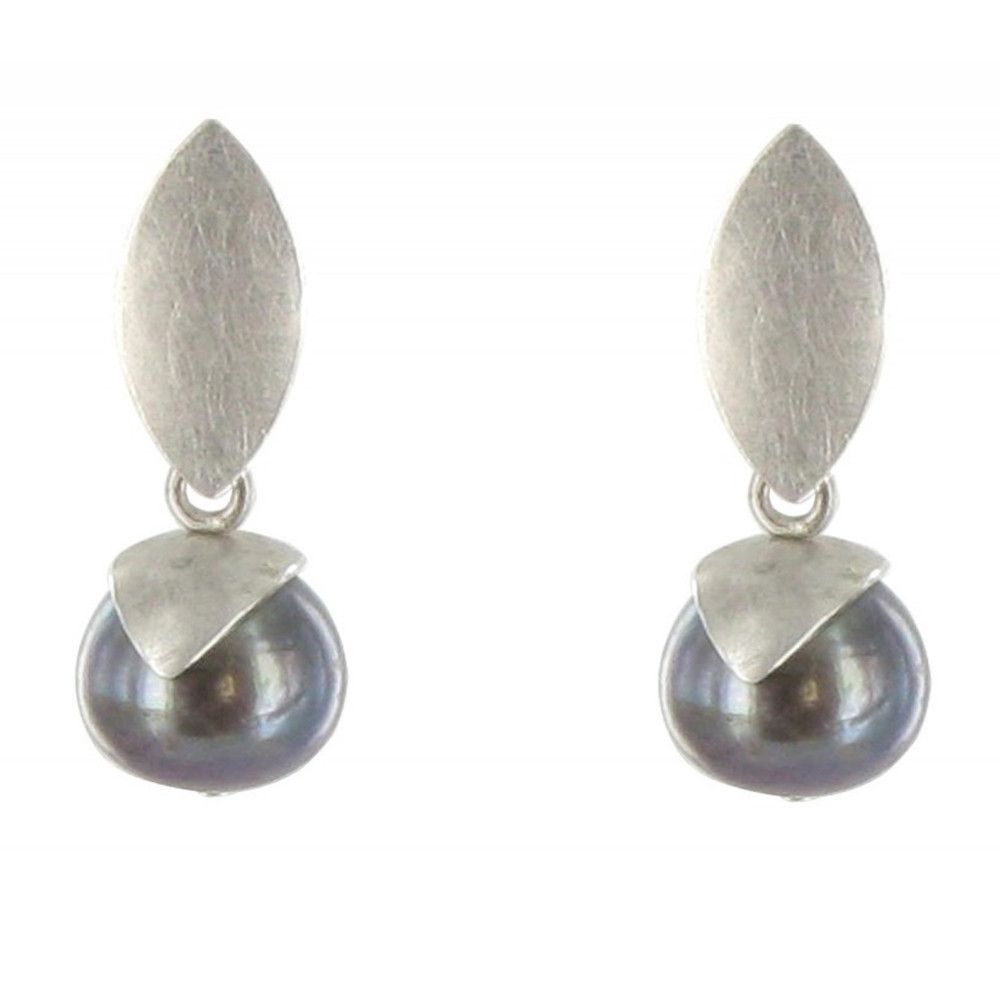 Boucles d'Oreilles Argent 925 Rhodié Feuilles Perle de Culture - LES POULETTES BIJOUX - Modalova