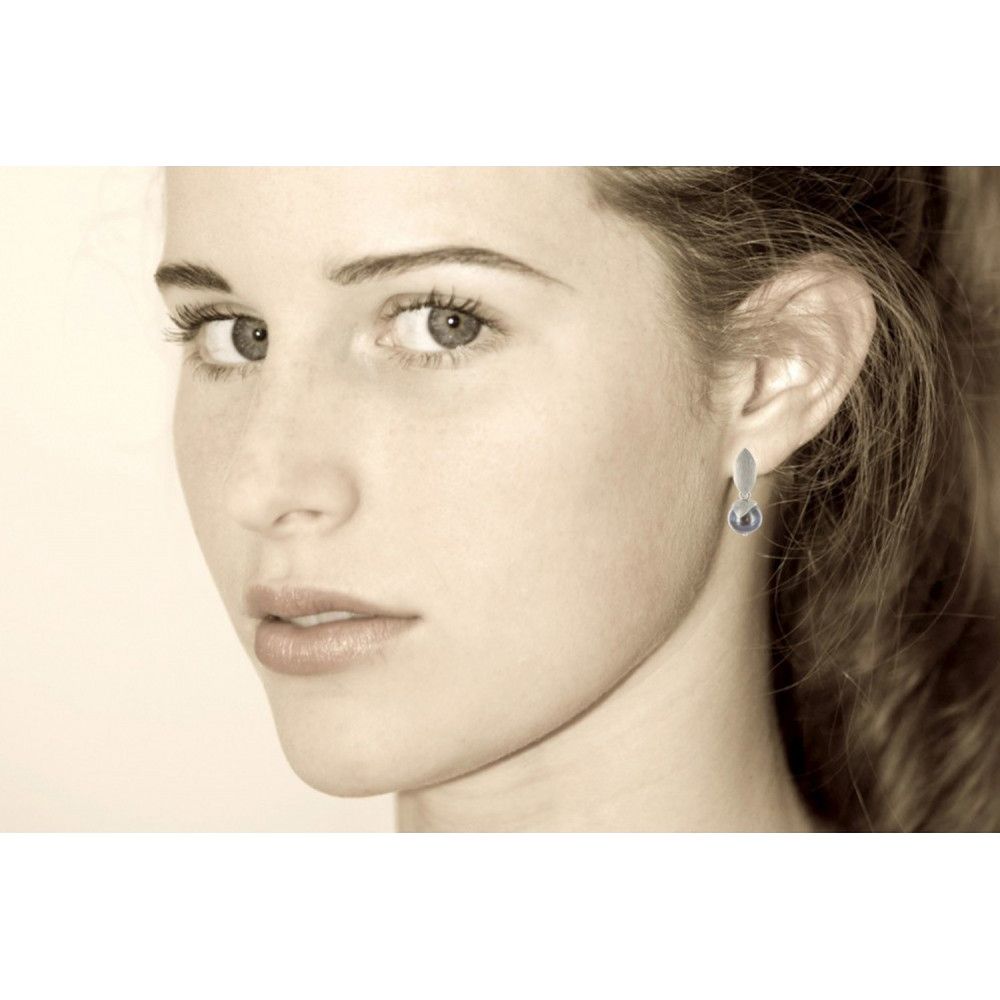 Boucles d'Oreilles Argent 925 Rhodié Feuilles Perle de Culture - LES POULETTES BIJOUX - Modalova