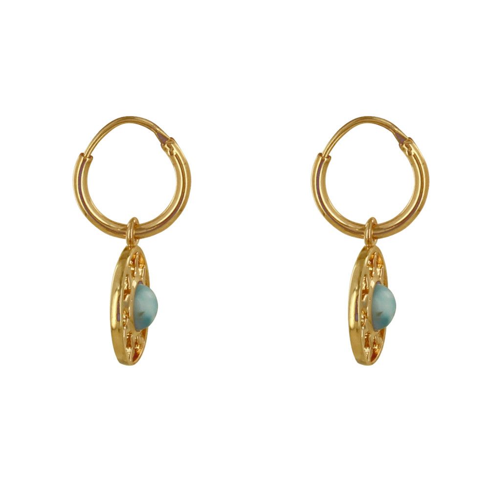 Boucles d'Oreilles Plaqué Or Mini Créoles Médaille Ronde Soleil - LES POULETTES BIJOUX - Modalova