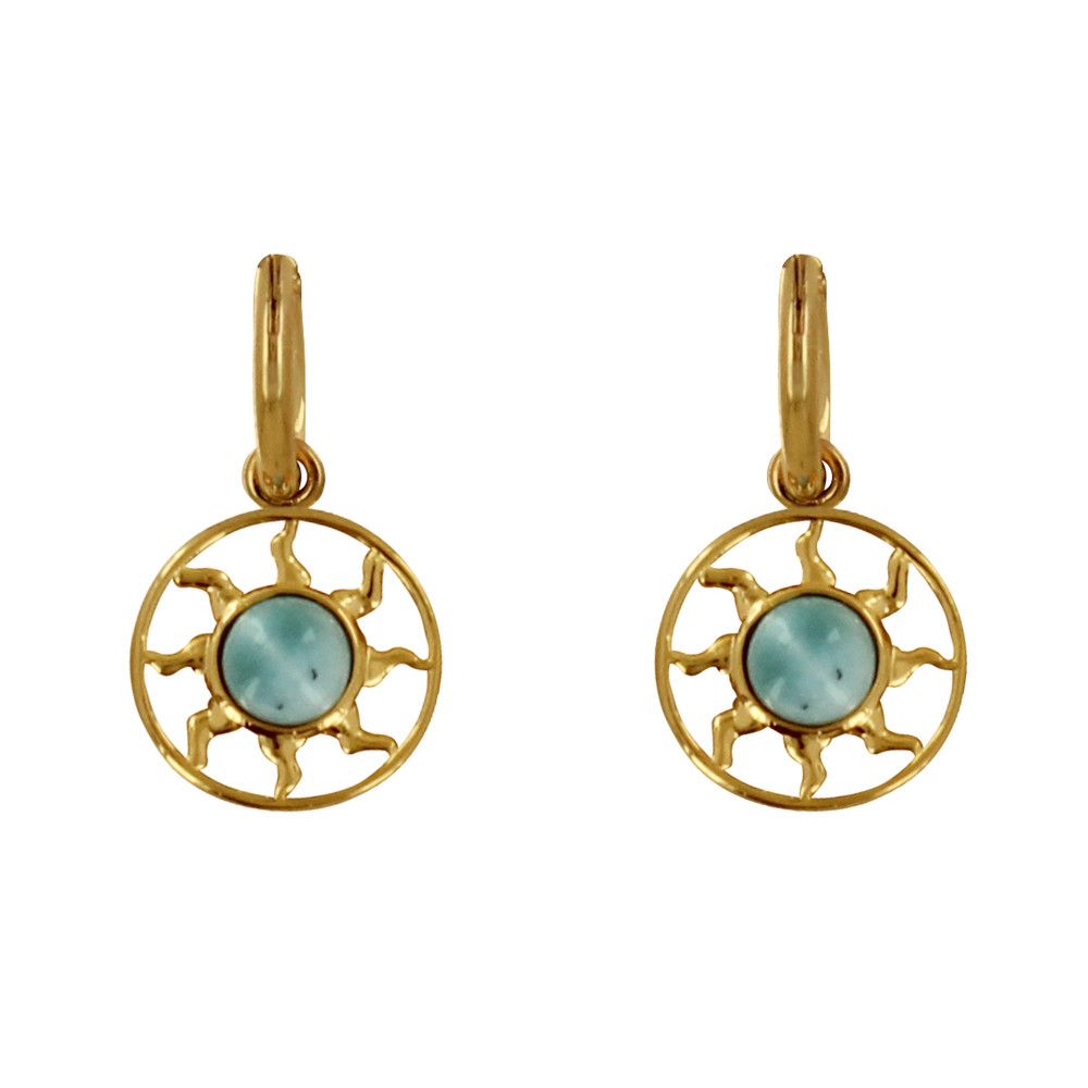 Boucles d'Oreilles Plaqué Or Mini Créoles Médaille Ronde Soleil - LES POULETTES BIJOUX - Modalova