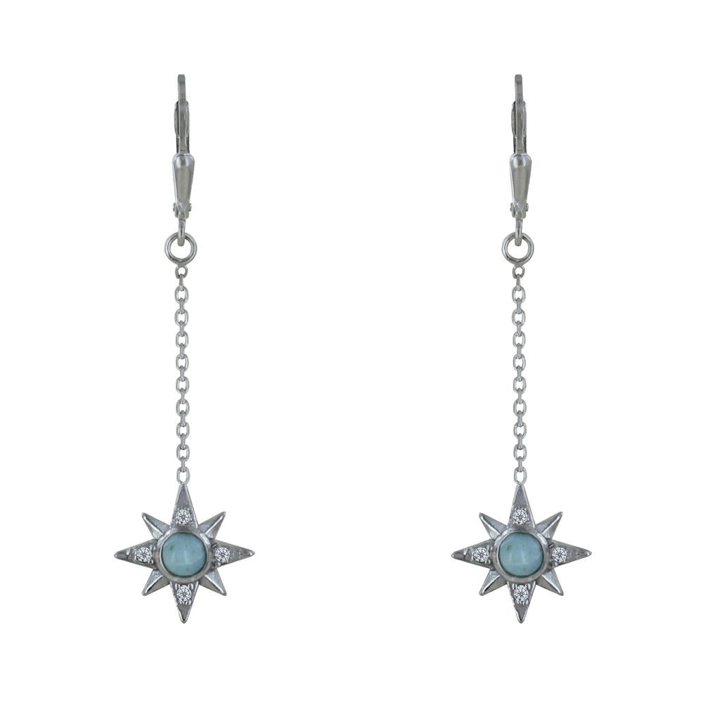 Boucles d'Oreilles Argent Dormeuse Chainette Etoile Polaire et - LES POULETTES BIJOUX - Modalova