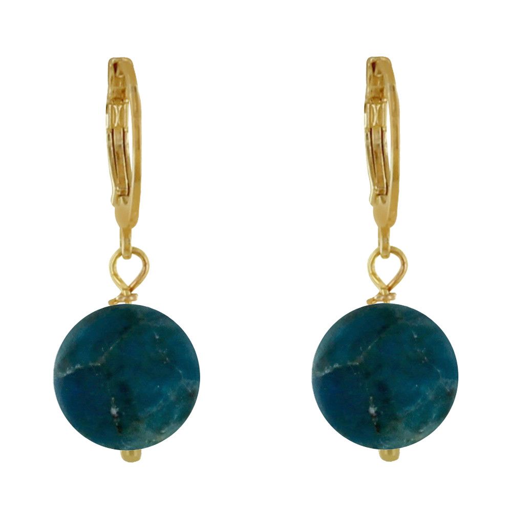 Boucles d'Oreilles Mini Créoles Plaqué Or et Perle d'Apatite Dé - LES POULETTES BIJOUX - Modalova