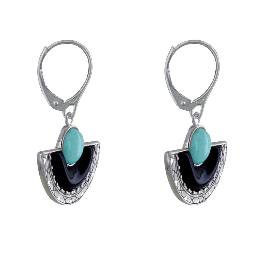 Boucles d'Oreilles Argent 925 Eventail de Corne et Perle de Lar - LES POULETTES BIJOUX - Modalova