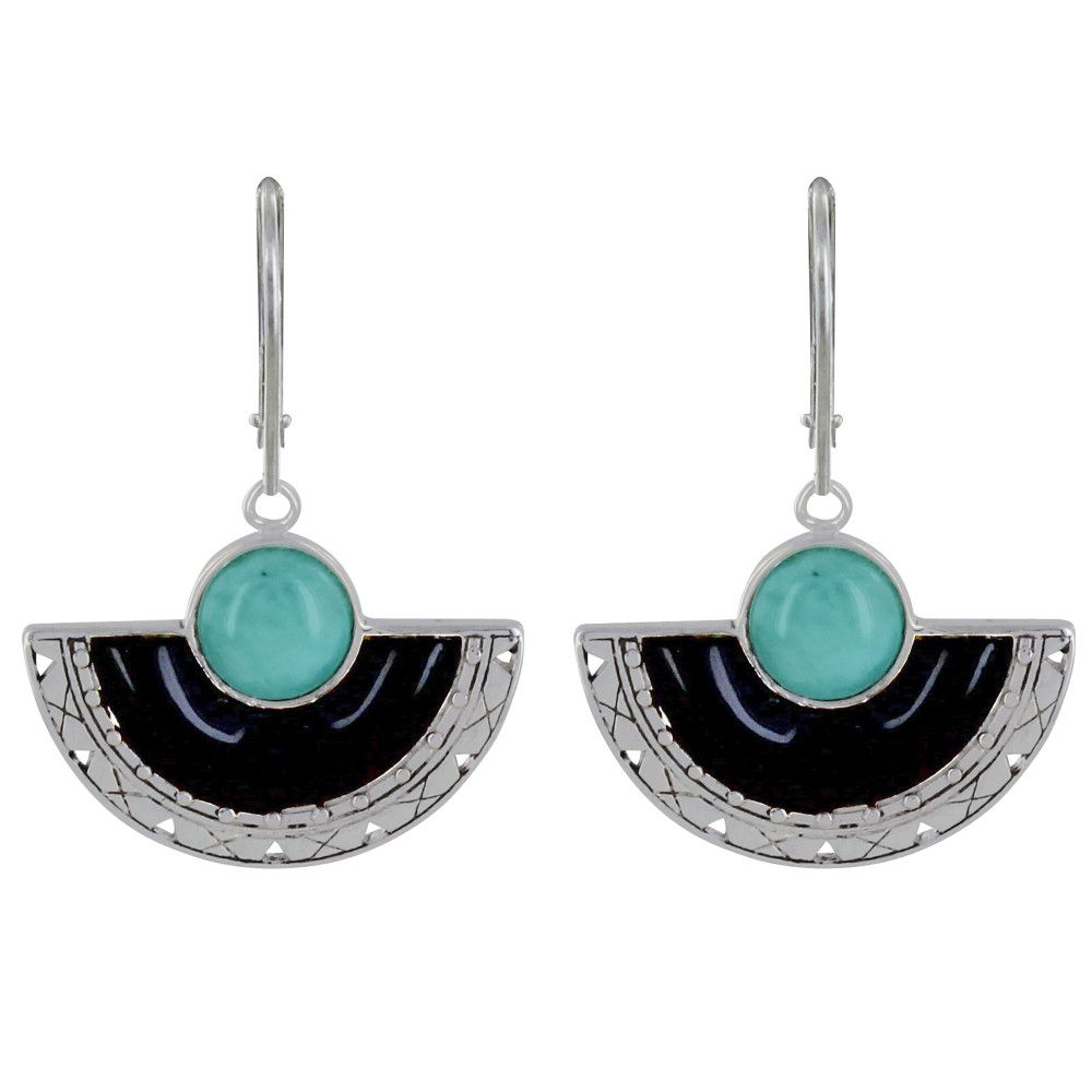Boucles d'Oreilles Argent 925 Eventail de Corne et Perle de Lar - LES POULETTES BIJOUX - Modalova