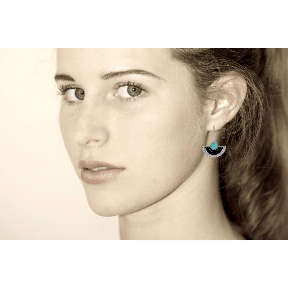 Boucles d'Oreilles Argent 925 Eventail de Corne et Perle de Lar - LES POULETTES BIJOUX - Modalova