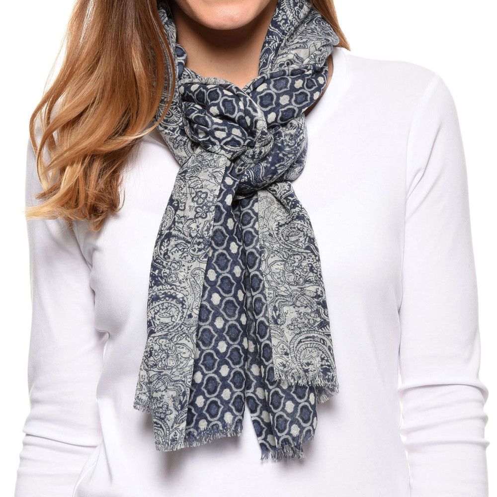 BIJOUX Echarpe 100% Laine Motifs Cachemire /Creme - LES POULETTES - Modalova