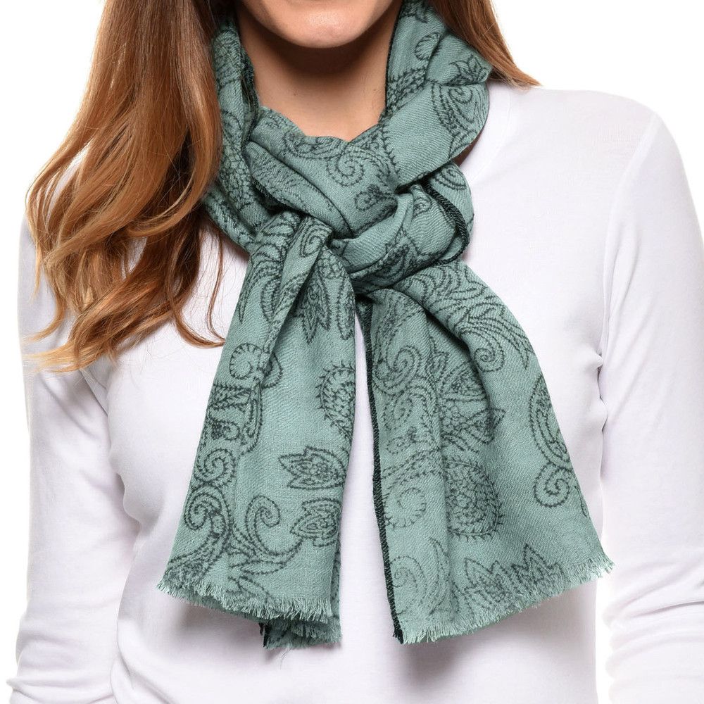 BIJOUX Echarpe 100% Laine Motifs Cachemire De Gris - LES POULETTES - Modalova