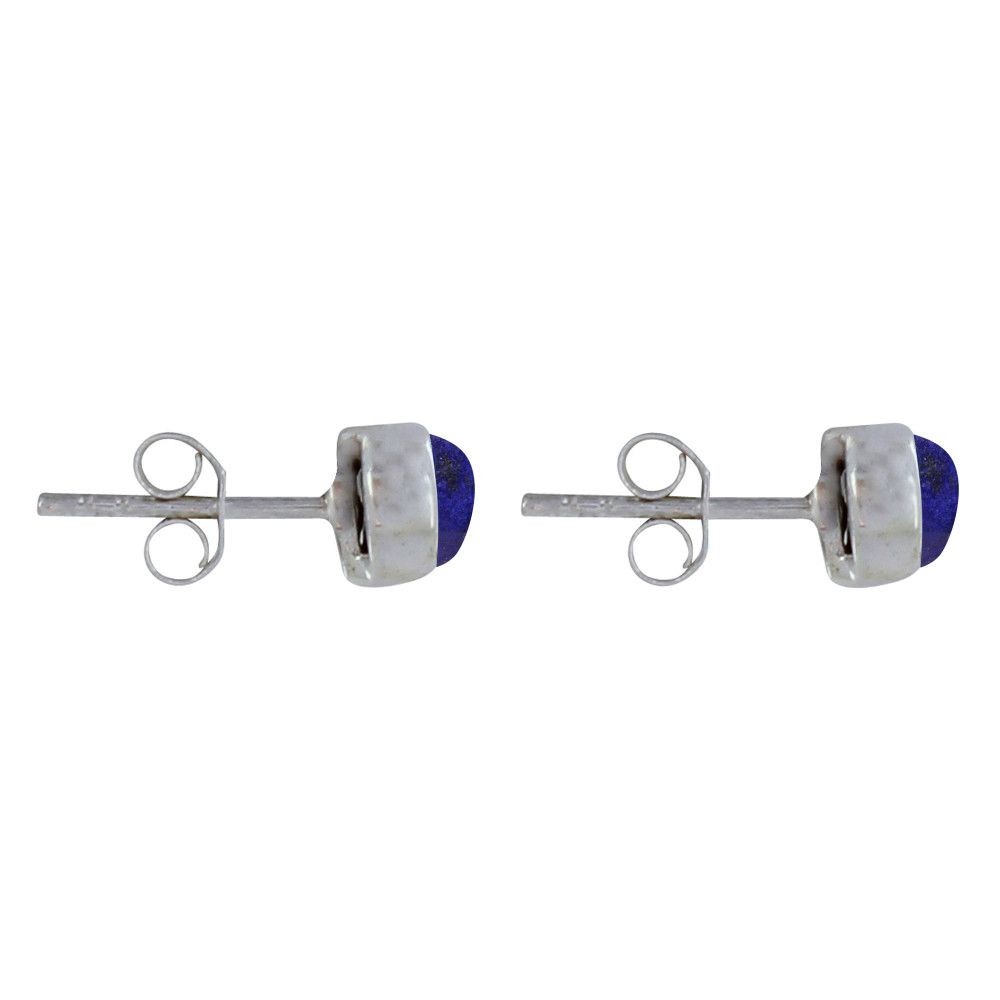 Boucles d'Oreilles Clous Argent 925 Demi Perle de Lapis Lazuli - LES POULETTES BIJOUX - Modalova