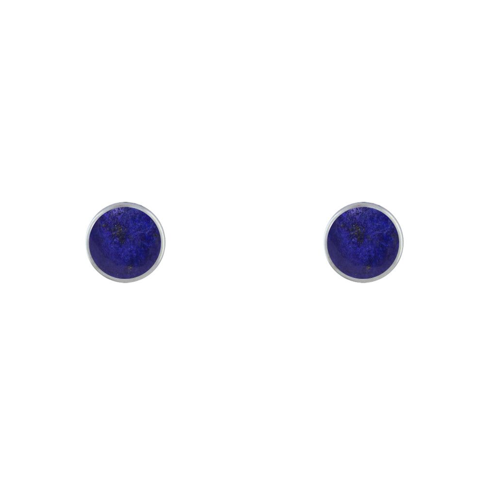 Boucles d'Oreilles Clous Argent 925 Demi Perle de Lapis Lazuli - LES POULETTES BIJOUX - Modalova