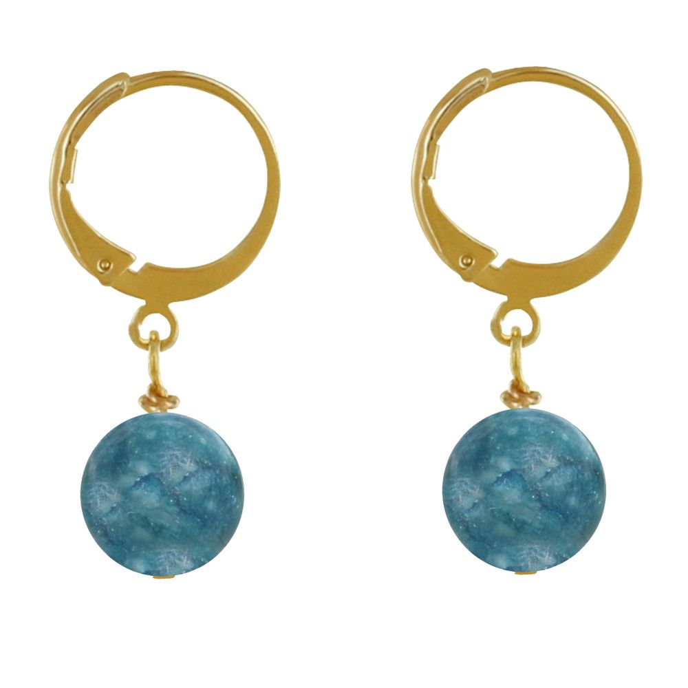 Boucles d'Oreilles Mini Créoles Plaqué Or et Perle d'Apatite - LES POULETTES BIJOUX - Modalova
